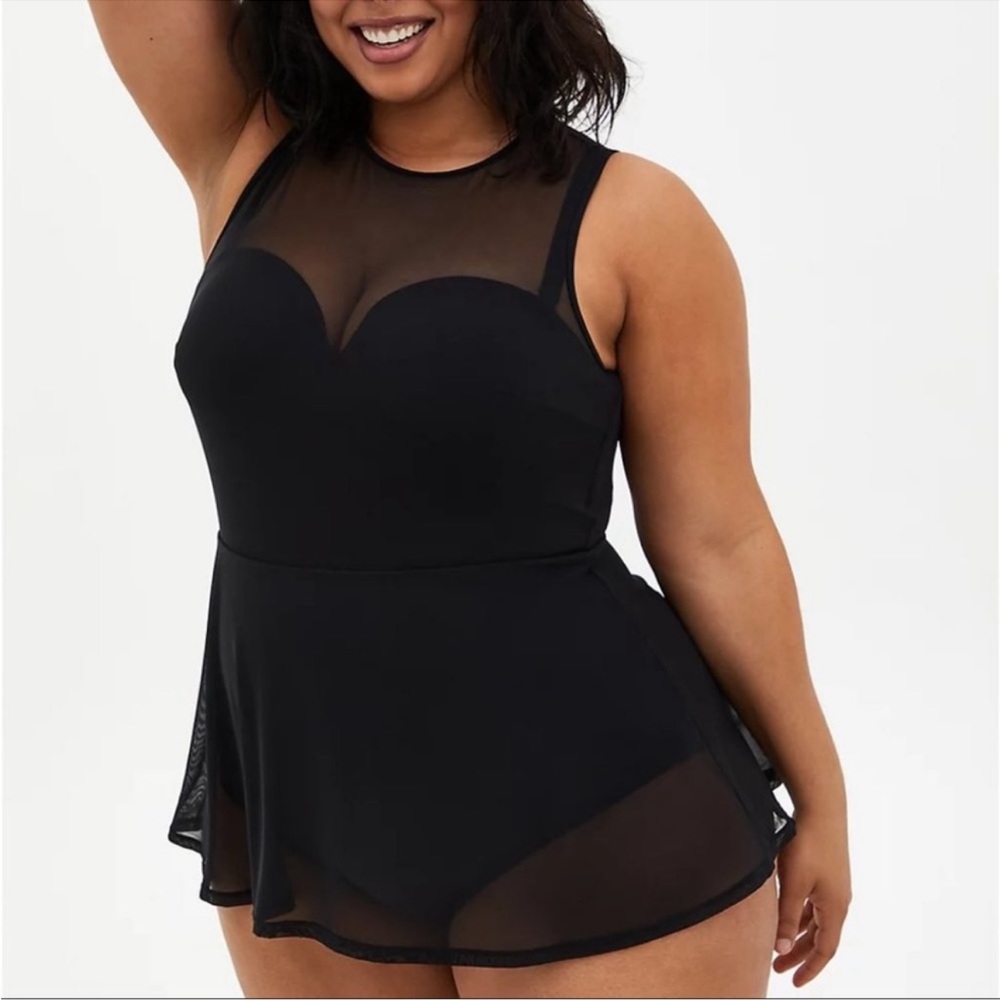 🌸BNWT🌸 Torrid Nesh Overlay Skirted One Piece Swimsuit Swim Dress 3X D/DD